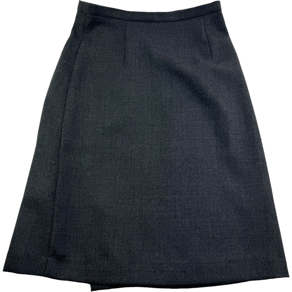 Maison‎ Margiela Gray Wool Midi Skirt Flat Front Silk Lining Size 29W Elegant